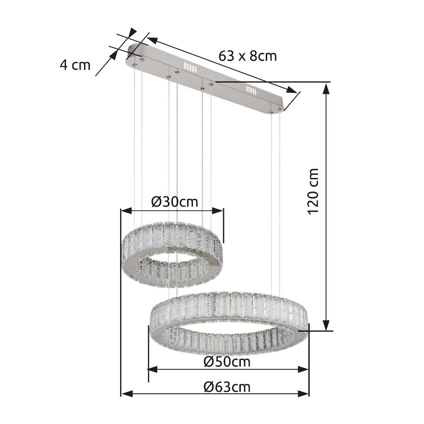 Globo - Himmennettävä LED-kattokruunu johdossa LED/80W/230V 2700-6000K + kauko-ohjaus