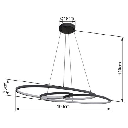 Globo - LED-kattokruunu johdossa LED/39W/230V 2700/4000/6500K