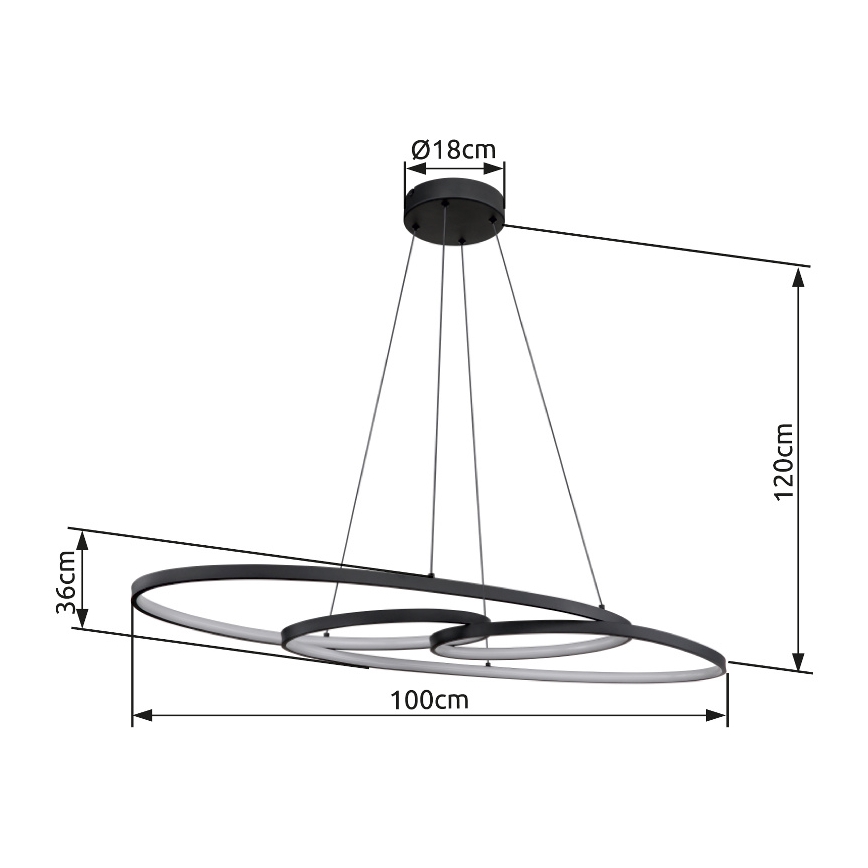 Globo - LED-kattokruunu johdossa LED/39W/230V 2700/4000/6500K