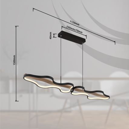 Globo - Himmennettävä LED-kattokruunu johdossa LED/36W/230V 2700-6000K + kauko-ohjaus