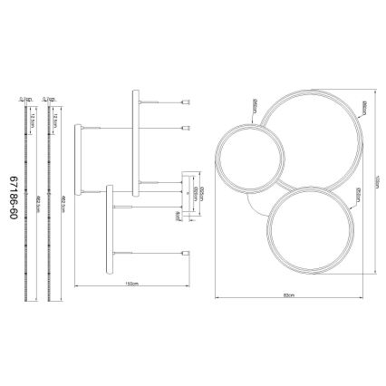 Globo - Himmennettävä LED-kattokruunu johdossa LED/55W/230V 2700-6000K musta + kauko-ohjaus