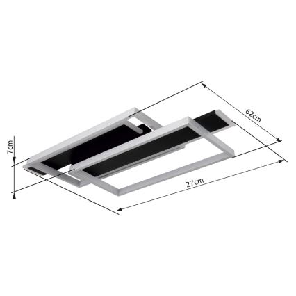 Globo - LED-kattovalaisin LED/40W/230V 62x27 cm mattakromi/musta