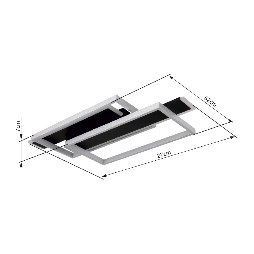 Globo - LED-kattovalaisin LED/40W/230V 62x27 cm mattakromi/musta