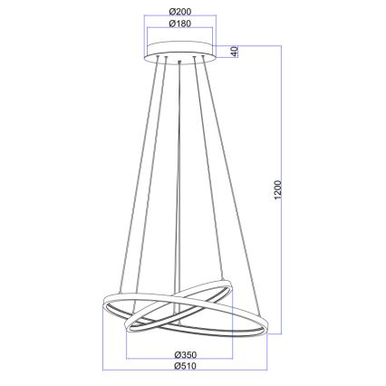 Globo - Himmennettävä LED-kattokruunu johdossa 2xLED/21W/230V