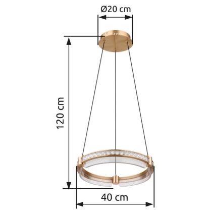 Globo - LED Himmennettävä kristalli kattokruunu johdossa LED/36W/230V 2700K-6000K + kauko-ohjaus