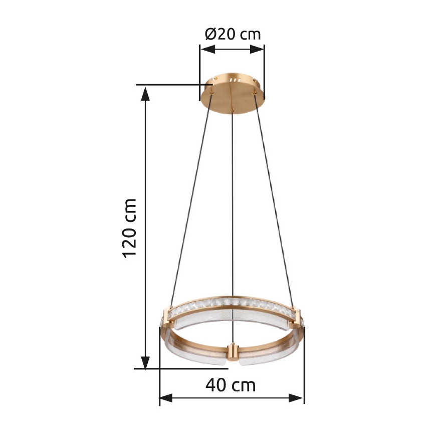 Globo - LED Himmennettävä kristalli kattokruunu johdossa LED/36W/230V 2700K-6000K + kauko-ohjaus