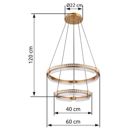 Globo - LED Himmennettävä kristalli kattokruunu johdossa LED/78W/230V 2700K-6000K + kauko-ohjaus