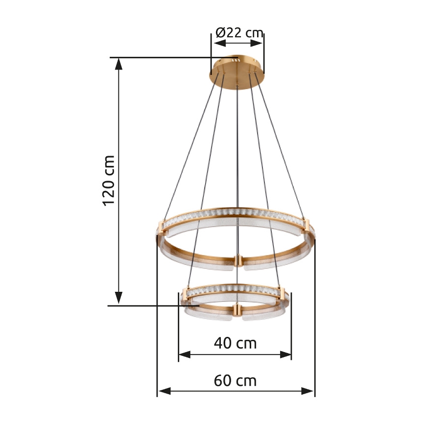 Globo - LED Himmennettävä kristalli kattokruunu johdossa LED/78W/230V 2700K-6000K + kauko-ohjaus