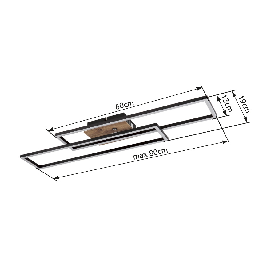 Globo - LED-kattovalaisin LED/30W/230V 3000K 60x80 cm musta