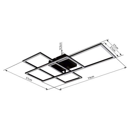 Globo - Himmennettävä LED-kattovalaisin LED/40W/230V 2700-6500K 51x74 cm Wi-Fi Tuya + kauko-ohjaus