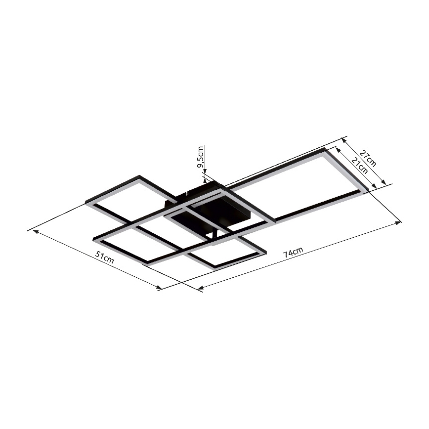 Globo - Himmennettävä LED-kattovalaisin LED/40W/230V 2700-6500K 51x74 cm Wi-Fi Tuya + kauko-ohjaus