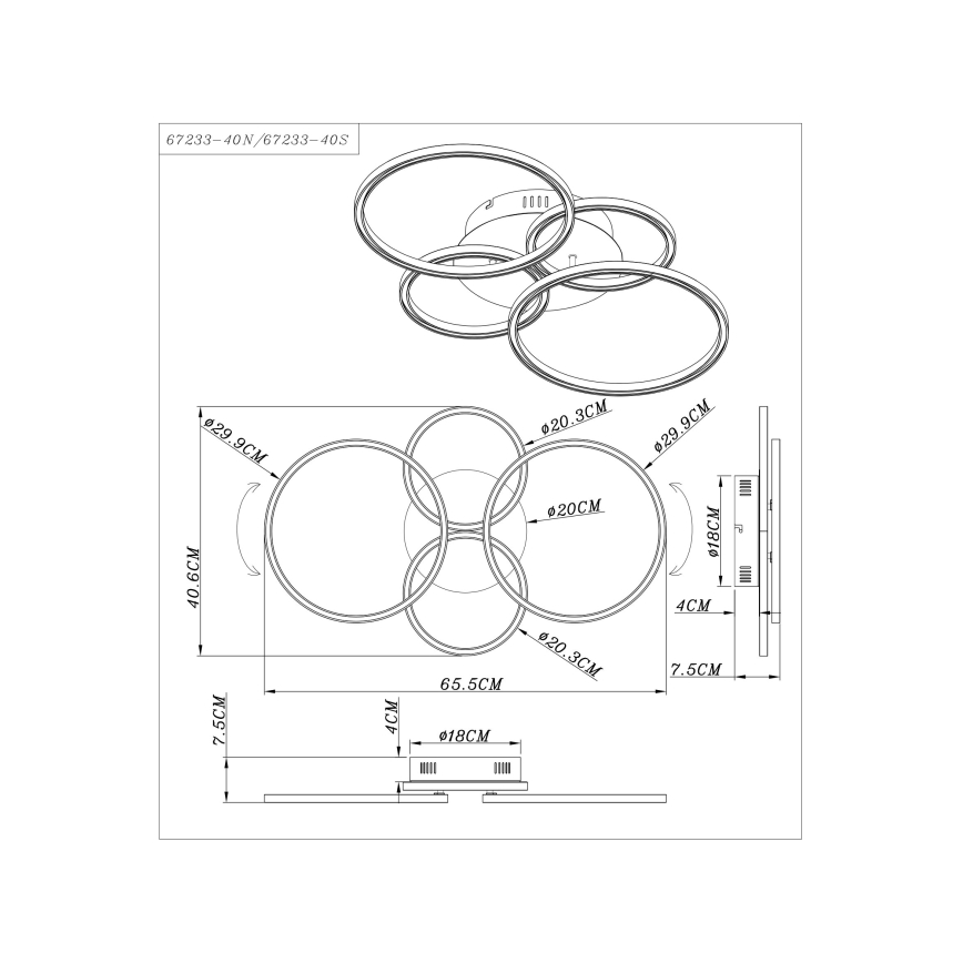 Globo - LED Pinta-asetettava kattokruunu LED/40W/230V