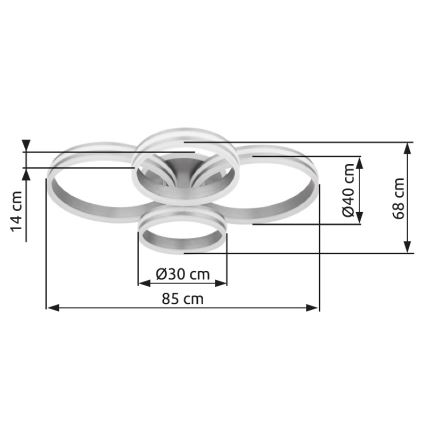 Globo - Himmennettävä LED-kattovalaisin LED/90W/230V 2700-6000K 68x85 cm + kauko-ohjaus
