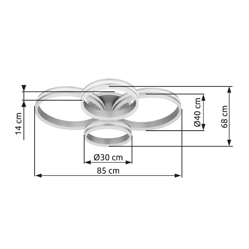 Globo - Himmennettävä LED-kattovalaisin LED/90W/230V 2700-6000K 68x85 cm + kauko-ohjaus