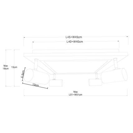 Globo - LED-kohdevalaisin 4xGU10/5W/230V + LED/24W/230V