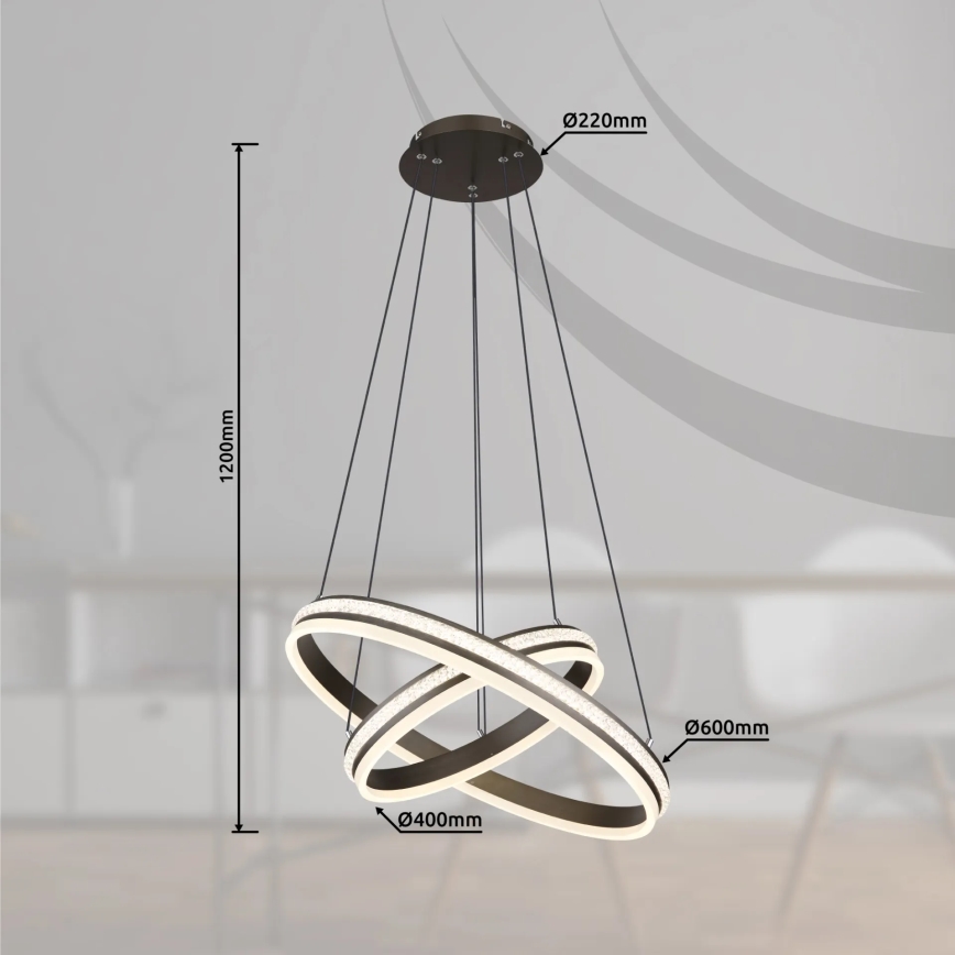 Globo - Himmennettävä LED-kattokruunu johdossa LED/60W/230V 2700K-6000K + kauko-ohjaus