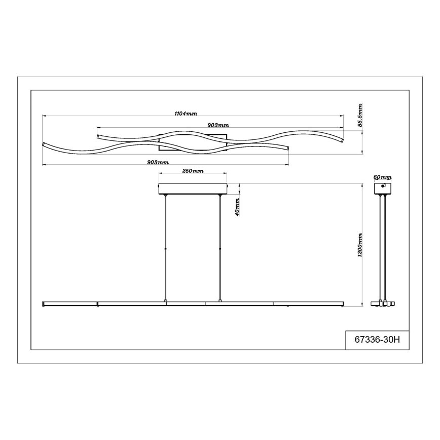 Globo - LED-kattokruunu johdossa LED/30W/230V 3000K musta