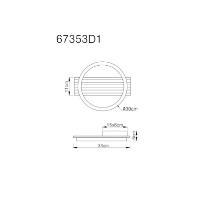 Globo - LED-kattovalaisin LED/12W/230V 3000K 30x34 cm