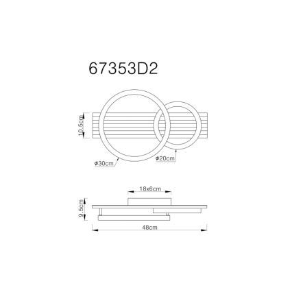 Globo - LED-kattovalaisin LED/18W/230V 3000K 30x48 cm