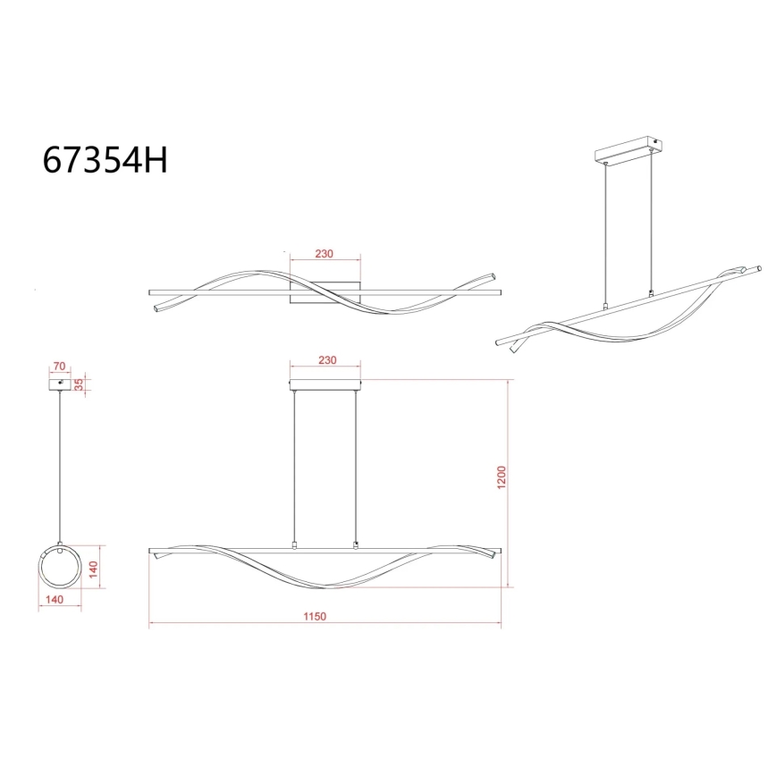 Globo - LED-riippuvalaisin vaijerilla LED/30W/230V 3000K