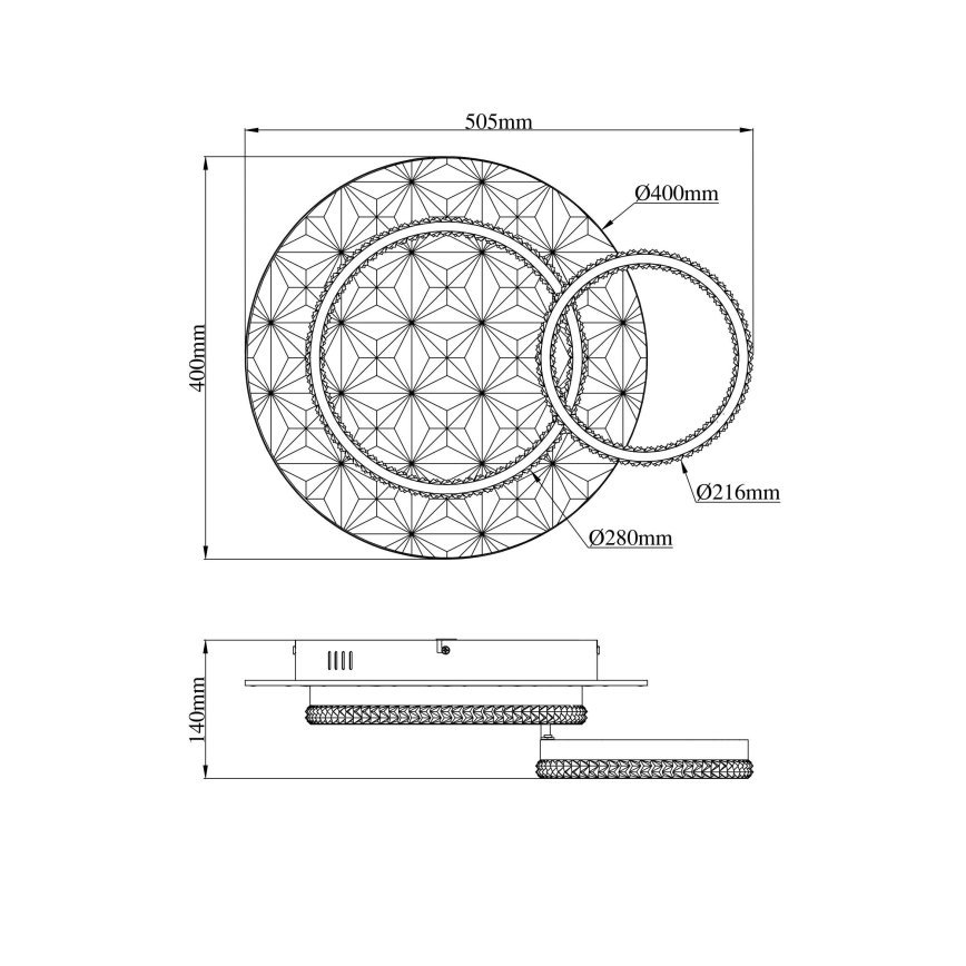 Globo - LED-kattovalaisin LED/24W/230V 3000K 40x50,5 cm musta/kiiltävä kromi