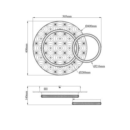 Globo - LED-kattovalaisin LED/24W/230V 3000K 40x50,5 cm musta/kulta