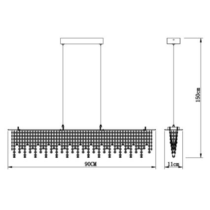 Globo - LED Himmennettävä kristalli kattokruunu johdossa LED/24W/230V 3000-6000K + kauko-ohjaus