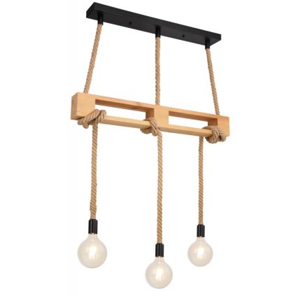 Globo - Kattokruunu johdossa 3xE27/60W/230V mänty