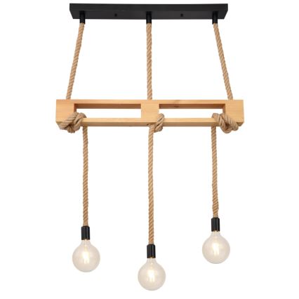 Globo - Kattokruunu johdossa 3xE27/60W/230V mänty