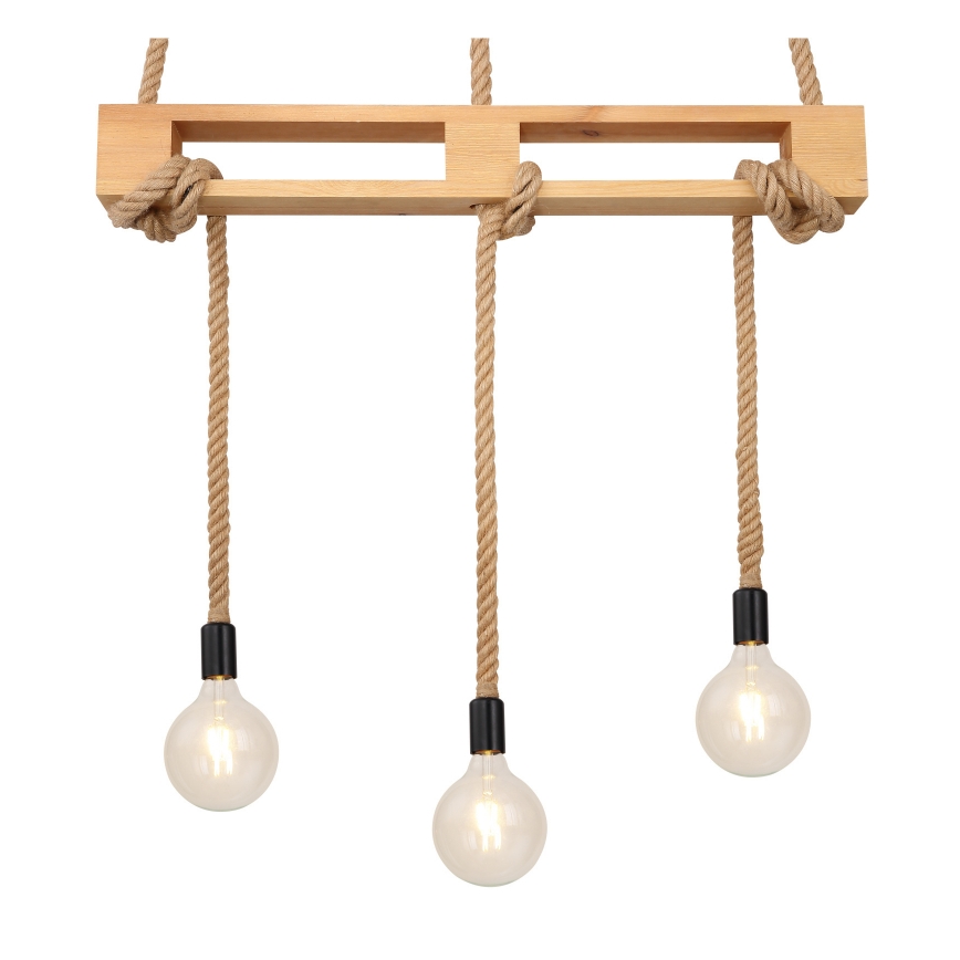 Globo - Kattokruunu johdossa 3xE27/60W/230V mänty