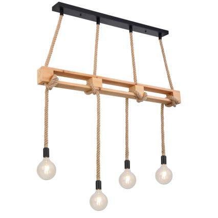 Globo - Kattokruunu johdossa 4xE27/60W/230V mänty