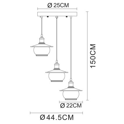 Globo - Riippuvalaisin 3xE27/60W/230V