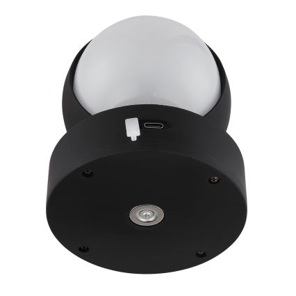 Globo - LED himmennettävä ladattava kosketusseinävalaisin LED/1,4W/5V 1800 mAh musta