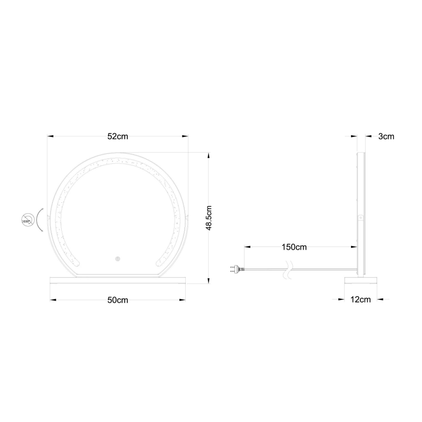 Globo - LED Himmennettävä seinä peili kanssa taustavalo LED/10W/230V 2700/4000/6500K 12x48,5 cm