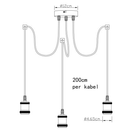 Globo A32-3 - Kattokruunu johdossa OLIVER 3xE27/40W/230V hämähäkki