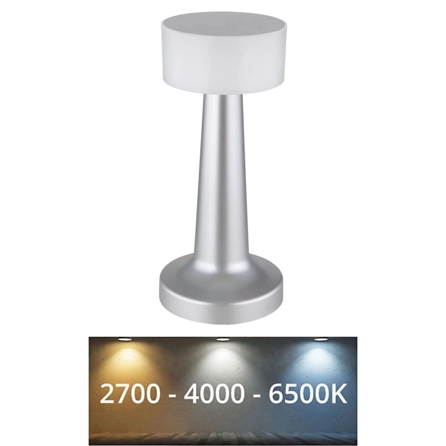 Globo - Himmennettävä LED-kosketuspöytävalaisin LED/1W/3,7V 2700K/4000K/6500K 800 mAh USB mattakromi