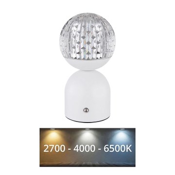 Globo - Himmennettävä LED-kosketuspöytävalaisin LED/2,5W/3,7V 2700/4000/65000K 1800 mAh USB valkoinen