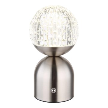 Globo - Himmennettävä LED-kosketuspöytävalaisin LED/2,5W/3,7V 2700/4000/6500K 1800 mAh USB mattakromi