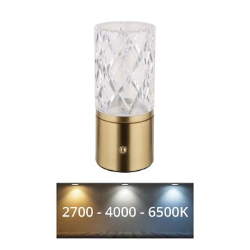 Globo - Himmennettävä LED-kosketuspöytävalaisin LED/2,5W/3,7V 2700K/4000K/6500K 1800 mAh USB kulta