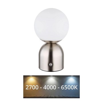 Globo - Himmennettävä LED-kosketuspöytävalaisin LED/2,5W/3,7V 2700K/4000K/6500K 1800 mAh USB mattakromi