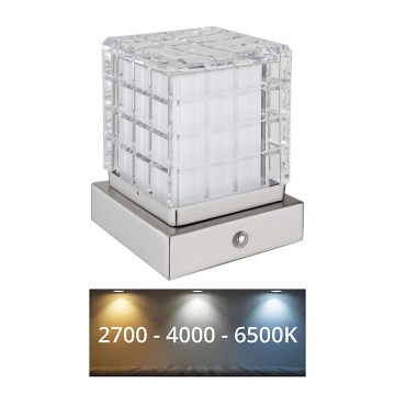 Globo - Himmennettävä LED-kosketuspöytävalaisin LED/2,5W/3,7V 2700K/4000K/6500K 1800 mAh USB mattakromi