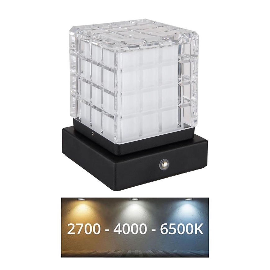 Globo - Himmennettävä LED-kosketuspöytävalaisin LED/2,5W/3,7V 2700K/4000K/6500K 1800 mAh USB musta