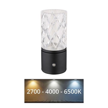 Globo - Himmennettävä LED-kosketuspöytävalaisin LED/2,5W/3,7V 2700K/4000K/6500K 1800 mAh USB musta