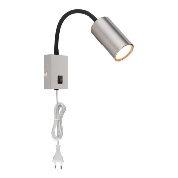 Globo - Joustava seinävalaisin 1xGU10/25W/230V musta/mattakromi