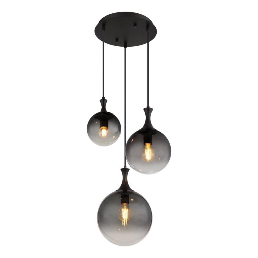 Globo - Kattokruunu johdossa 3xE27/10W/230V halkaisija 48 cm musta