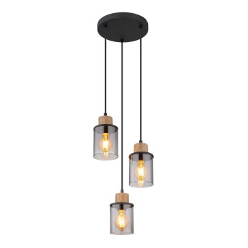 Globo - Kattokruunu johdossa 3xE27/15W/230V halkaisija 27 cm tammi
