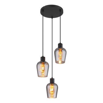 Globo - Kattokruunu johdossa 3xE27/40W/230V halkaisija 28,5 cm musta