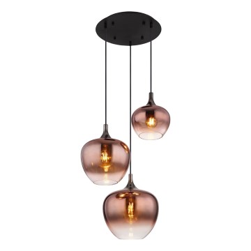 Globo - Kattokruunu johdossa 3xE27/40W/230V kupari
