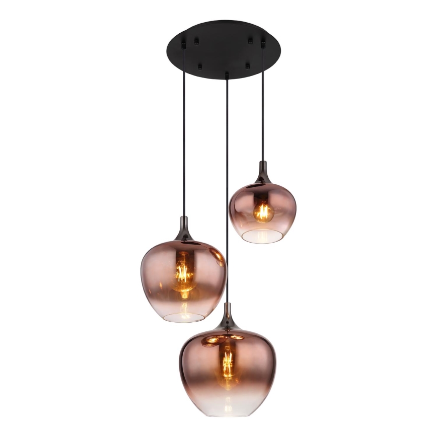 Globo - Kattokruunu johdossa 3xE27/40W/230V kupari
