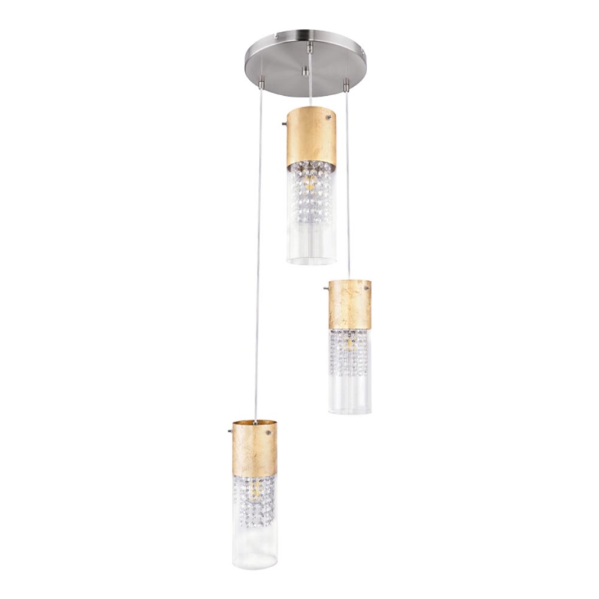 Globo - Kattokruunu johdossa 3xE27/60W/230V halkaisija 30 cm kulta